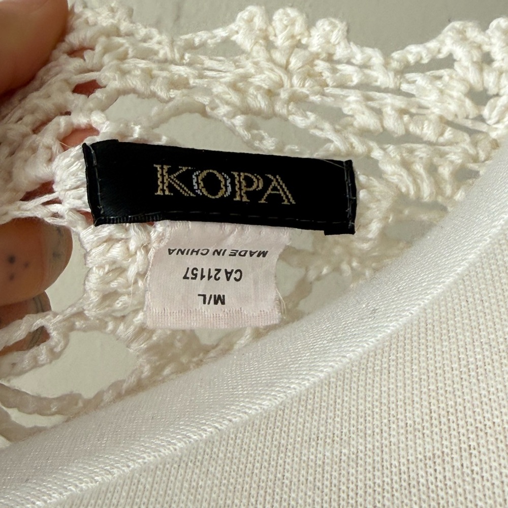 KOPA White Crochet Bell Sleeve Boulet Bridal Cardigan | Boho Cottagecore - Picture 6 of 7